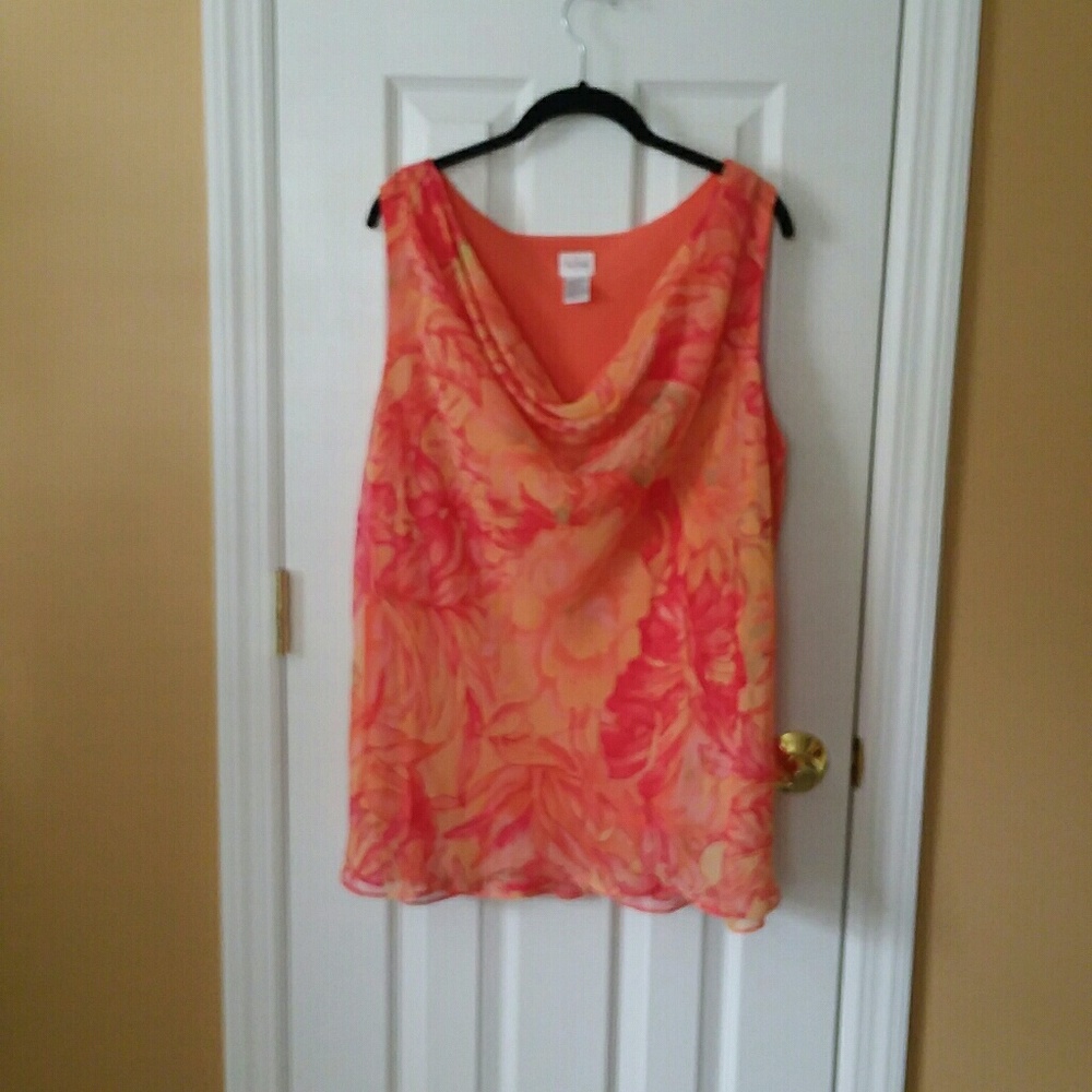 True Beauty by Emme Sheer Floral Blouse Size 18W